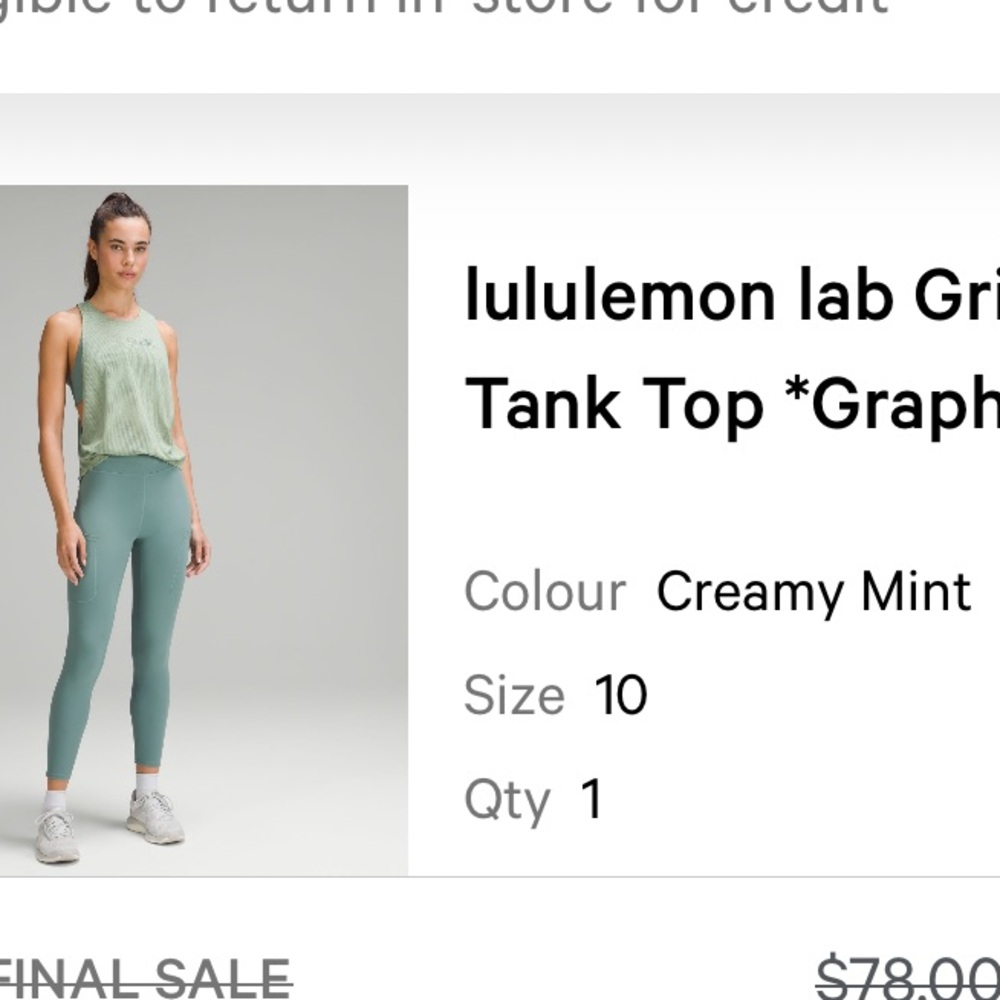 Lululemon NWT limited edition lab Grid Mesh Training Tank Top - Creamy Mint